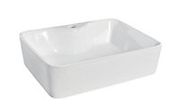 Rectangular 1 Tap Hole Ceramic Countertop Vessel without Overflow - 485mm - Balterley