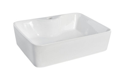 Rectangular 1 Tap Hole Ceramic Countertop Vessel without Overflow - 485mm - Balterley