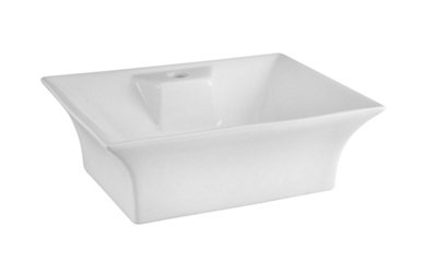 Rectangular 1 Tap Hole Ceramic Countertop Vessel without Overflow - 495mm