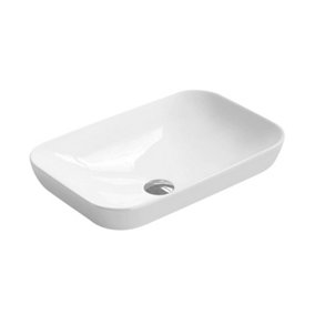 Rectangular 1 Tap Hole Ceramic Countertop Vessel without Overflow - 520mm - Balterley