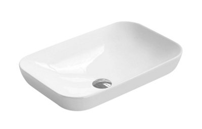 Rectangular 1 Tap Hole Ceramic Countertop Vessel without Overflow - 520mm