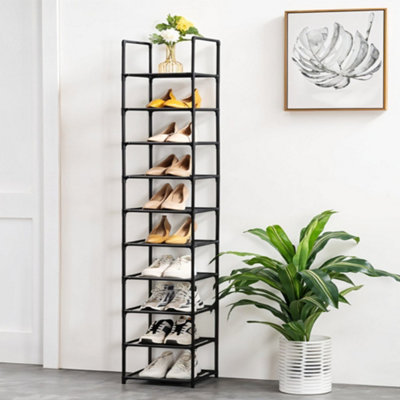 Rectangular 10 Tier Non-woven Detachable Steel Frame High Shoe Rack