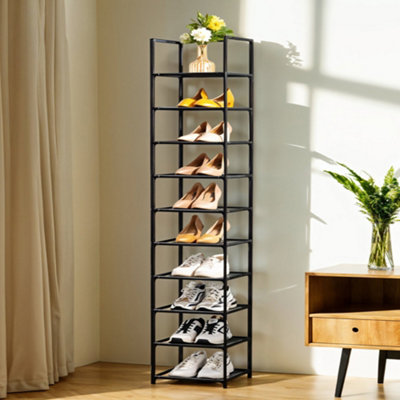 Rectangular 10 Tier Non-woven Detachable Steel Frame High Shoe Rack