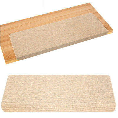 Rectangular 15 Pcs Carpet Stair Treads Floor Mat Protection Cover Step Staircase Beige