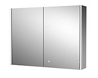 Rectangular 2 Door Touch Sensor Mirror Cabinet with 2 Shelves, Demister & Shaver Socket, 800mm  - White/Chrome - Balterley