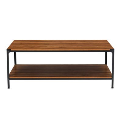 Rectangular 2-Tier Industrial Coffee Table with Metal Frame and Open Storage Shelf  46cm (H)