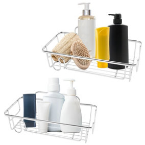 Rectangular 2x Shower Caddy Bathroom Suction Shelf Storage Shampoo Soap Holder No Drill