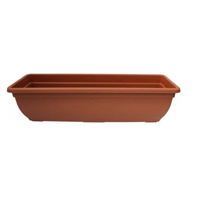 Rectangular 60cm Plastic Pot Trough Plant Winchester Bel Garden Flower Patio Rectangle Planter Terracotta