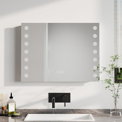 Rectangular Anti-Fog Bathroom Mirror with LED Lights 80 x 60cm