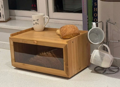 Rectangular Bamboo Single-Layer Bread Bin