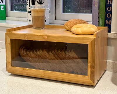 Rectangular Bamboo Single-Layer Bread Bin