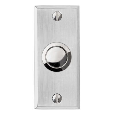 Rectangular Bell Push. Brushed Chrome