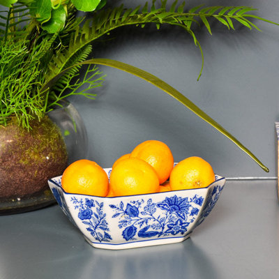 Rectangular Bowl - Blue/White Design