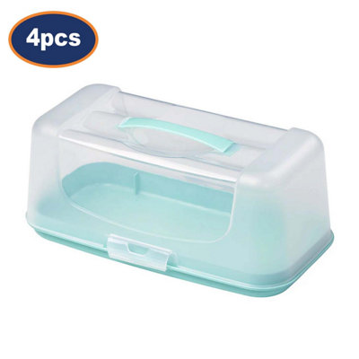 Rectangular Cake Carrier Plastic Reusable Lockable Lid Loaf Box Storage ...