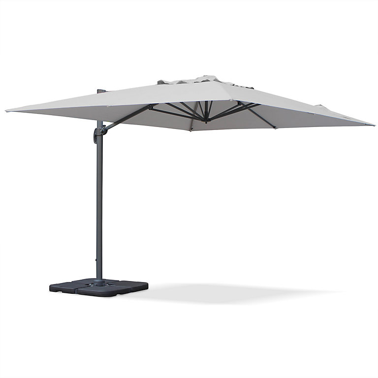 mat Leeuw Vijf Rectangular cantilever parasol 3x4m - Saint Jean de Luz - Light grey | DIY  at B&Q