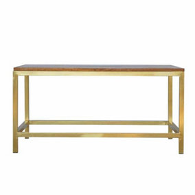 Rectangular Coffee Table with Base - Mango Wood/Metal - L60 x W89 x H45 cm - Gold