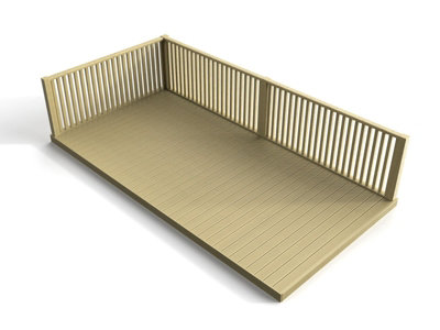 Rectangular decking kit with 2 side balustrade V.6, (W) 2.4m x (L) 3m