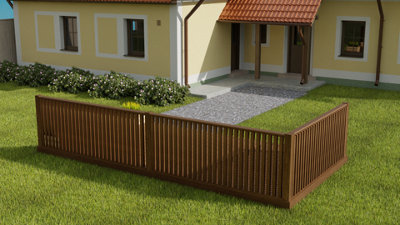 Rectangular decking kit with 2 side balustrade V.6, (W) 3m x (L) 4.8m, Rustic brown finish