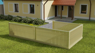 Rectangular decking kit with 3 side balustrade V.5, (W) 2.4m x (L) 3m