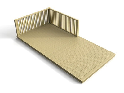 Rectangular decking kit with corner side balustrade V.2, (W) 2.4m x (L) 3m