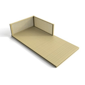 Rectangular decking kit with corner side balustrade V.2, (W) 2.4m x (L) 3m