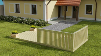 Rectangular decking kit with corner side balustrade V.2, (W) 2.4m x (L) 3m