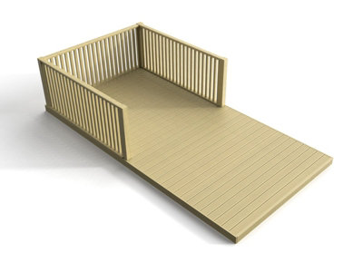 Rectangular decking kit with end balustrade 3x V.3, (W) 2.4m x (L) 3.6m