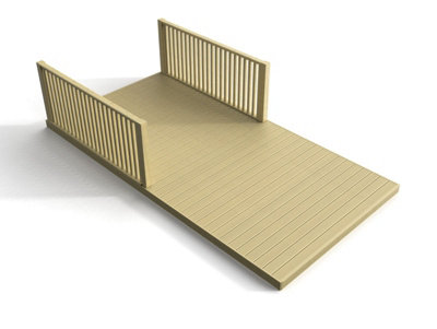 Rectangular decking kit with two side balustrade V.1, (W) 2.4m x (L) 3.6m