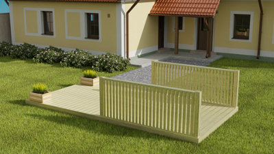 Rectangular decking kit with two side balustrade V.1, (W) 2.4m x (L) 3m