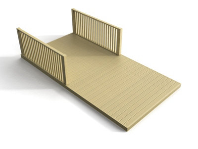 Rectangular decking kit with two side balustrade V.1, (W) 2.4m x (L) 4.2m