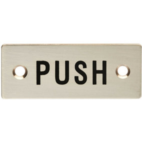 Rectangular Door Push Sign 75 x 30mm Satin Stainless Steel Door Plate