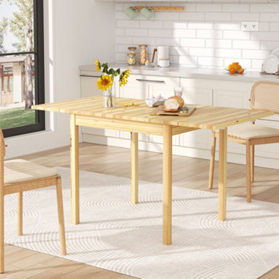 Rectangular Expandable Wooden Dining Table Kitchen Furniture Light Wood 140 x 70 x 74.5cm