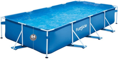 Rectangular Frame Pool, Large Swimming Pool w/ Quick Release Drain Plug
