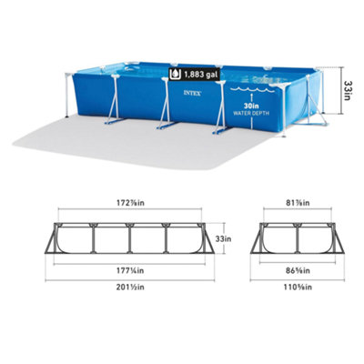 Rectangular Frame pool with Filter Pump and Ladder 450 X 220 X 84cm