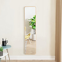 Rectangular Framed Full Length Mirror Wall Mounted or Over Door Round Corner Gold 28 x 118 cm