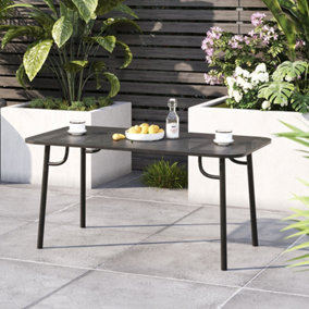 Rectangular Garden Metal Bistro Table Outdoor Patio Coffee Side Desk 160cm Black