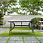 Rectangular Garden Tempered Glass Marble Effect Coffee Table with Umbrella Hole 120cm