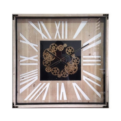 Rectangular Gear Clock - L7 x W80 x H80 cm - Black/Brown | DIY at B&Q