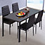 Rectangular Glass Dining Table Black 4 Seater for Kitchen Dining Room D 80 cm x W 120 cm
