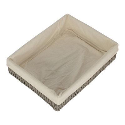 Rectangular Grey Straight Sided White Cotton Line Paper Rope Trays