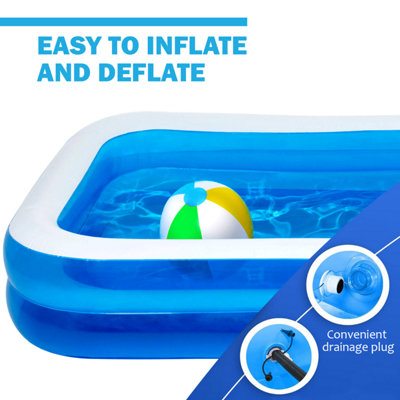 Rectangular Inflatable Swimming Pool  Family Paddling Pool for Garden Fun Medium