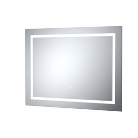 Rectangular Landscape LED Illuminated Touch Sensor Mirror with Demister, 800mm x 500mm - Chrome - Balterley