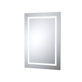 Rectangular LED Framed Illuminated Touch Sensor Mirror with Demister, 700mm x 500mm - Chrome - Balterley