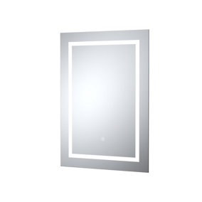 Rectangular LED Framed Illuminated Touch Sensor Mirror with Demister, 700mm x 500mm - Chrome