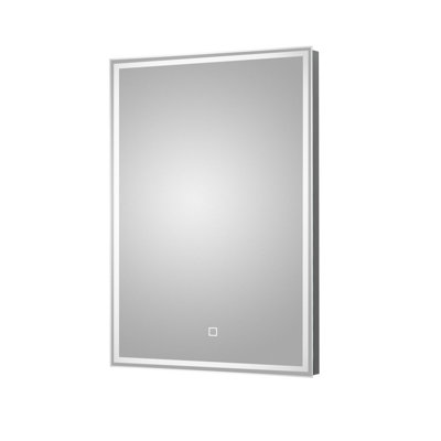 Rectangular LED Illuminated Framed Touch Sensor Mirror with Demister, 700mm x 500mm - Chrome