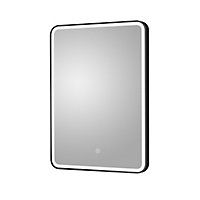 Rectangular LED Illuminated Touch Sensor Framed Mirror with Demister, 700mm x 500mm - Black - Balterley