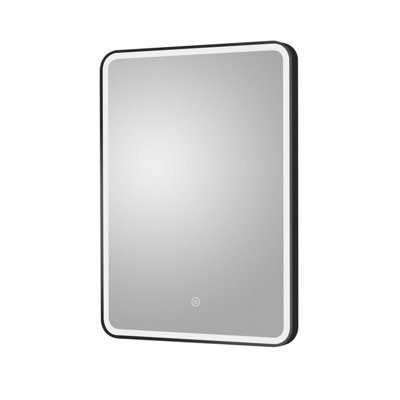 Rectangular LED Illuminated Touch Sensor Framed Mirror with Demister, 700mm x 500mm - Black