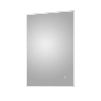 Rectangular LED Illuminated Touch Sensor Minimalist Mirror with Demister, 700mm x 500mm - Chrome