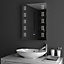 Rectangular Lighted Bathroom Mirror,Sensor Wall Mounted Vanity Mirror with Digital Clock and Shaver Socket 50x70 cm