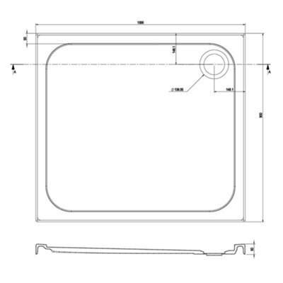 Rectangular Low Profile Anti Slip Shower Tray - 1000x900mm